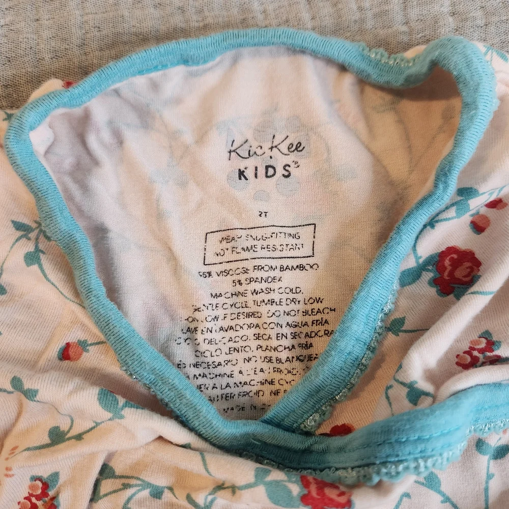 KICKEE Bamboo 2 Piece Set Kimono Floral Vines Short Sleeve pajamas 2t months